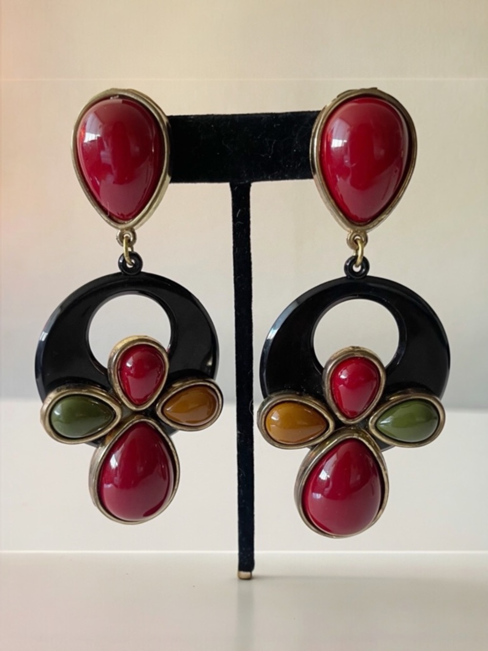 VINTAGE large stone earrings